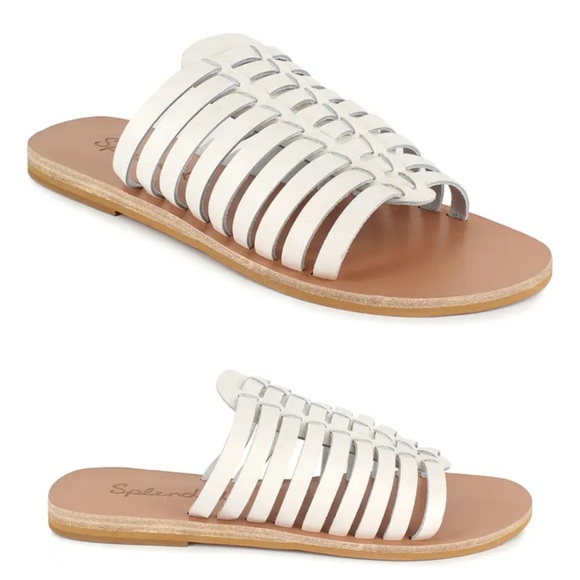 Splendid Shoes - Splendid Talula Ivory Multi Strap Woven Huarache Slide Leather Sandals NEW 7